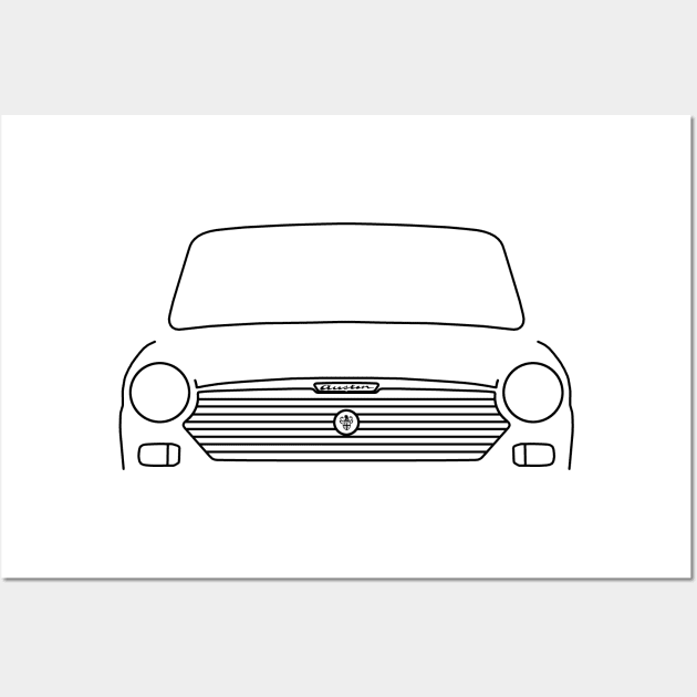 Austin 1100 classic car outline graphic (black) Wall Art by soitwouldseem